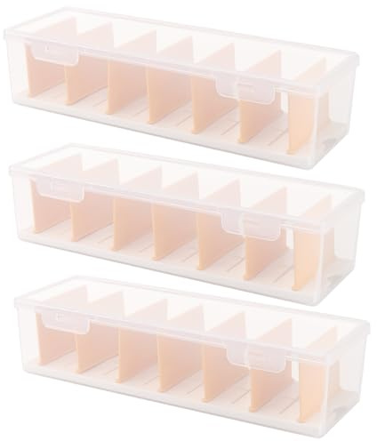 CHUENKUK 3 Stück Kabel Aufbewahrungsbox mit Fächern, 30 x 10 x 7,2cm Transparente Kabelmanagement Box, Ladekabel Aufbewahrung für Büro
