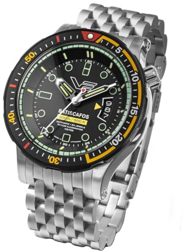Vostok Europe 511E767-B Batiscafos Herren Automatikuhr mit Edelstahl Gliederband