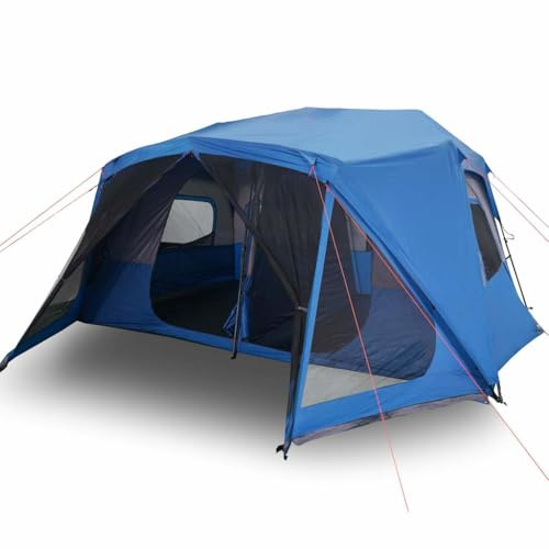 Familienzelt 10 Personen Blau Quick Release Wasserdicht - Großes Zelt für Camping, Festivals & Outdoor-Abenteuer - Schnellaufbau & Robust