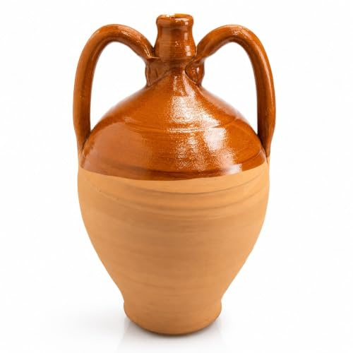 Fiasco Tradizionale in Terracotta Semi-Smaltato per Liquidi - Altezza 30 cm