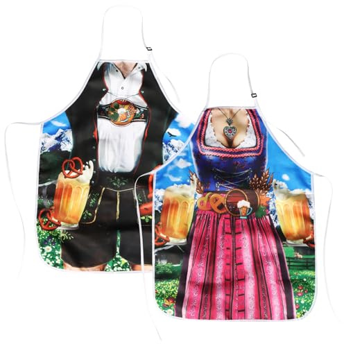 Parthan 2 Kochschürze im Oktoberfest-Stil – Lustige Grillschürzen für Männer & Frauen mit bayerischem Motiv – Perfekt für Grillparty & Küche