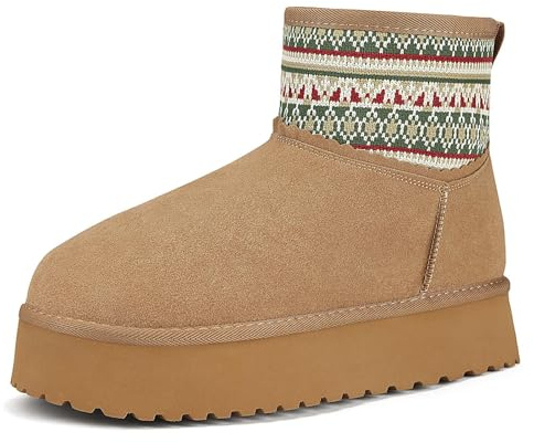Mishansha Damen Winterschuhe Warm Gefüttert Gr.36-42 | Rutschfeste, Bequeme, Schön, Winter, Outdoor, Schneestiefel, Pendeln, Spazierengehen, Boots