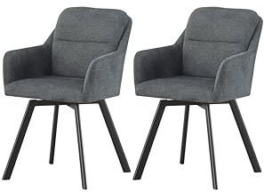 xonox.home – 4 Fuß Stuhl Sophie mit Armlehne 53x87x62 cm Anthrazit 2er Set – Komfortabler Esszimmerstuhl mit hoher Rückenlehne – Belastbar 120 kg – Design-Stuhl für Wohnzimmer und Essbereich