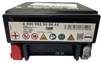 Mercedes-Benz Genuine Back-Up Secondary Car Battery 12V 12Ah 200A A000982960864 Fits CLA A-Class E-Class S-Class GLE GLS G-Class Original OEM Replacement Part