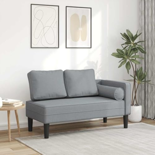IBUQDDV Chaiselongue mit Kissen Hellgrau Stoff, 1 Stück, Elegante Recamiere aus strapazierfähigem Polyestergewebe, atmungsaktiv und weich, mit hochelastischem Schaumstoff
