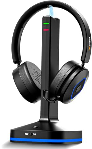 Wantek Wireless Bluetooth Headset With Noise-Cancelling Microphone, Compatible with Windows, Mac, Chrome, Linux, iOS, iPadOS, Android