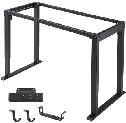 VEVOR Cadre Bureau Assis Debout Électrique à 4 Pieds, Pied Bureau Assis Debout Double Moteur, Réglable en Hauteur 70-117 cm, Charge Max. 80 kg pour Poste de Travail et Maison, avec 4 Mémoires, Noir