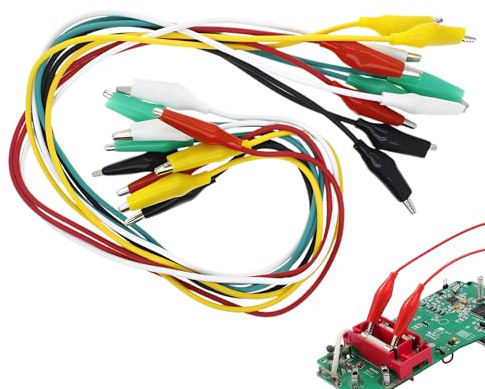 Krokodilklemmen, Messleitungen mit Kabel für Elektronik, 10 Stück Krokodilklemmen klein, Buntfarbige Klemmen für Auto und Industrie, Physiklabor und Werkstatt