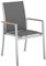 OUTLIV. Stapelsessel Oviedo, Edelstahlgestell, mit Teak-Armlehnen, Pflegeleichte Textilene-Sitzfläche, belastbar bis 100 kg, 56x62x91 cm, Schwarz-Silber