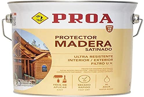 Lasur protector para madera al agua exterior. Transparente. 4 L. Cuida y protege la madera con acabado natural. Proa.