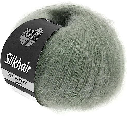LANA GROSSA Silkhair | Feines Lace-Garn aus Superkid Mohair mit Seide | Handstrickgarn aus 70% Mohair (Superkid) & 30% Seide | 25g Wolle zum Stricken & Häkeln | 210m Garn FB 105