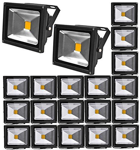 20pcs 20W LED Foco Proyector,ALPHA DIMA 50W LED Foco Proyector,ALPHA DIMA IP65 Impermeable Luz de Seguridad,Iluminación Interior y Exterior,Lámpara Blanco Frío 6500K Negro