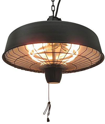Outsunny Adjustable Power 1000/2500W Infrared Halogen Electric Patio Light Heater, Ceiling Hanging Mount -Black