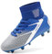 DREAM PAIRS Boys' Football Boots Kids Girls Turf High Top Spikes Non-Slip Junior Soccer Shoes Outdoor Sneakers for Unisex,Size 4 Big Kid,Blue/White/Grey-Qh,HZ19002K