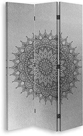 Wandtrenner Raumteiler Mandala Paravent beidseitig 3 TLG Silber 110x175 cm