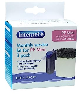 Interpet Monthly Service Kit for Interpet PF Mini Aquarium Power Filter, floss and carbon bonded replacement foams (Pack of 3)