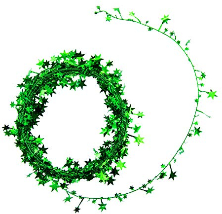 Oblique Unique® Folien Girlande Stern Lametta Glitzer Draht 7,5m Hängedeko Tischdeko Geburtstag Jubiläum JGA Hochzeit Weihnachten Silvester Party Karneval Fasching Deko - wählbar (Grün)