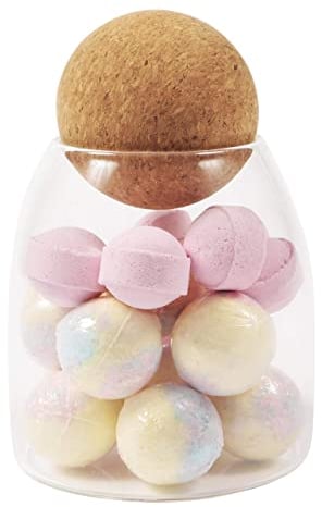 ORNAMI Clear Glass Kitchen Storage Jar with Cork Ball | Mason Food Canister Jar with Spherical Cork Lid | BPA-Free Pantry Organiser (0.5L)