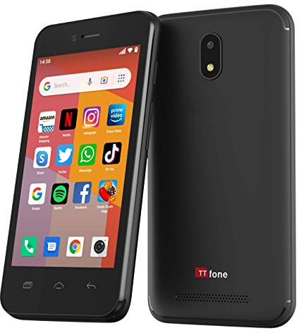 TTfone Telefono cellulare TT20 Smart 3G con Android GO - 8 GB - Dual Sim - Touch Screen da 4 pollici (Nero)