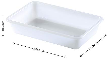 COM-FORT HOUSE | Bandeja de Plástico | Barreño de Plástico Rectangular | Bandeja de Almacenamiento | Color Blanco | Tamaño 4: 480x330x80 | Pack de 6 Unidades