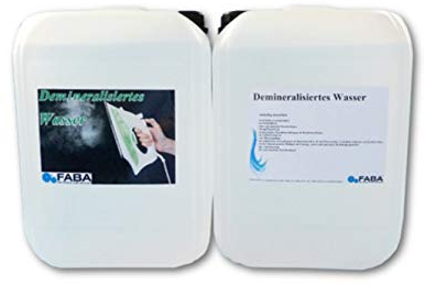 FABA Demineralisiertes Wasser, Destilliertes Wasser, Laborwasser, rein 2 x 10 Liter