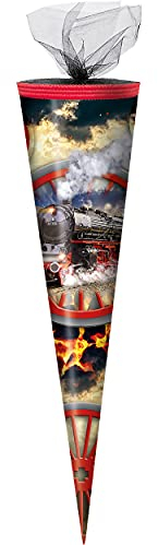 alles-meine.de GmbH Schultüte Größe + Motiv wählbar rund - Zuckertüte - Tüllabschluß - Junge - Eisenbahn Lok Dampflokomotive Dampflok Zug Lokomotive Fahrzeug Fahrzeuge Bahn R..