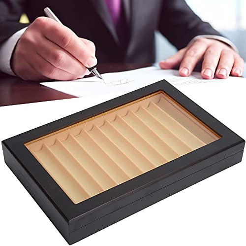 Présentoir de Stylo-plume en Bois à 12 Chiffres, Boîte-cadeau de Rangement pour Stylo Vernis de Cuisson Noir, avec Couvercle et Fenêtre en Verre, pour Collection, Expositions,