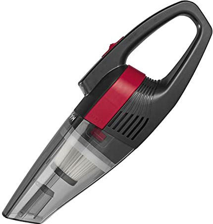 MAXXMEE Akku-Handstaubsauger | Beseitigt Schmutz & saugt Flüssigkeiten auf Knopfdruck | Inklusive Fugendüse, Bürstenaufsatz & USB-Ladekabel | Abnehmbarer Schmutzauffangbehälter & Filter [grau/rot]