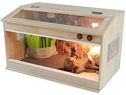 CHUANGRUN Casa delle Tartarughe in Legno, Grande terrario per rettili, Case per rettili Lucertola Camaleonte Geco Incubatrice per Animali con cassetto Casa per Animali Terrario per rettili