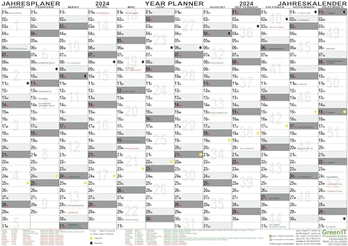 Wandplaner 2025 DIN A1 gerollt Wand Kalender Wandkalender KW Mond Feiertage 4061963020081
