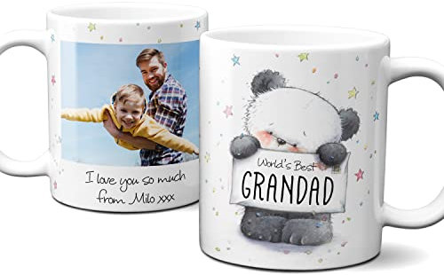 Thoughtful Gifts Cute Teddy Bear Personalised Grandad Mug, photo mug Grandad, cup gift for present Fathers Day, Birthday.