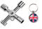 4-Way Multi-Functional Utilities Key, Electric Meter Box Key Radiator Key Bleed Key Gas Key for Meter Reading Zinc Alloy