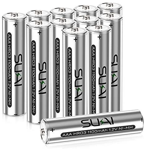 SUKAI Akku AAA Wiederaufladbare Batterien NI-MH AAA 1100mAh Rechargeable Batteries, 1200 Ladezyklen, geringe Selbstentladung (12AAA)