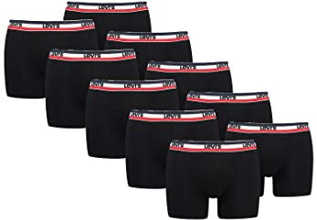 Levi's Sportswear Logo Herren Boxershorts Unterwäsche aus Bio-Baumwolle im 10er Pack, Farbe:Black, Bekleidungsgröße:XL