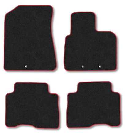 Kia Sorento (2012-2015) [5 Seat] Car Mats Accessories Tailored Fit Carpet Floor Mats Non Slip Red Trim Accessory Compatible Front Rear Set Anti Slip Backing Custom Fit Full Coverage Clips