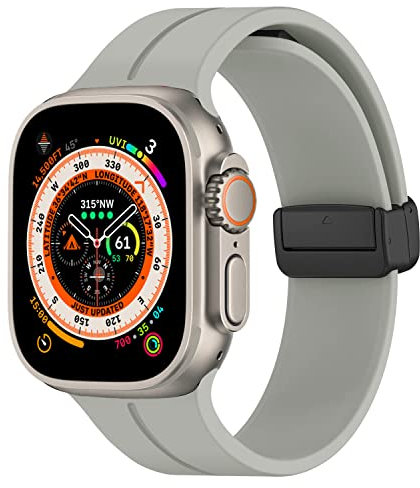 DMVEIMAL Magnética para Correa Apple Watch 40mm 41mm 44mm 45mm Series 8/7 iWatch se 6 5 4 3 38mm 42mm hombr/Mujer,Bracelet Silicona Deportiva Pulsera Apple Watch Ultra/2 49mm Band Strap,Gris Espacial
