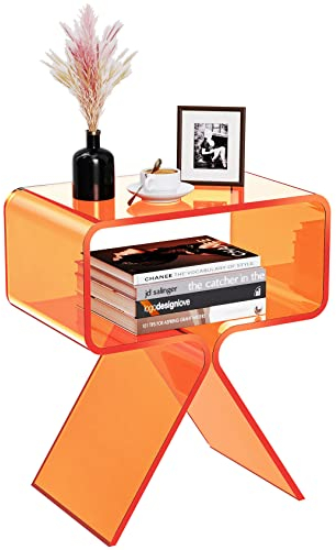 solaround Solarium Acryl Nachttisch Beistelltisch Modernes Design Clear Home Decor Display Endtisch (Orange), 39*39*45CM, S-ZZXCTG01001