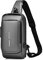 FANDARE Antirrobo Bolsos Cruzados Bolsa de Pecho Bandoleras Cruzada con USB Negocio Sling Bag Impermeable PU para Hombre Colegio Viaje Ciclismo Hiking Camping Multibolsillos Pequeña Mochila Gris