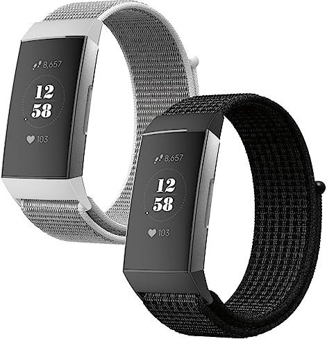 Th-some Armband Kompatibel mit Fitbit charge 3/Fitbit charge 4, 2pcs Nylon Ersatzarmband Kompatibel mit Fitbit charge 4/3, Verstellbares Sport Uhrenarmband für Fitbit charge 4/3
