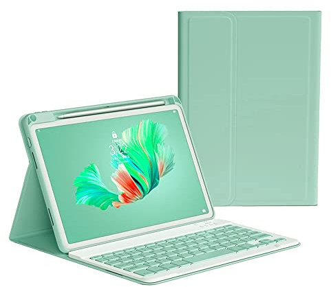 Funda para iPad de 10ª generación con teclado 2022 de 10.9 pulgadas con teclado inalámbrico Bluetooth extraíble (verde menta)