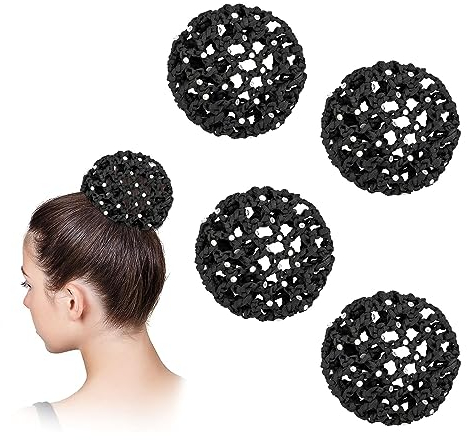 Kristall Haarnetz,Haarnetz Dutt,Haarnetz Reiten Turnier,Bun Frisurenhilfe,Dutt,Haarnetz,Haardutt,Ballet Hair Net,Haarnetze Frisuren,Dutt Netz Haarnetz,für Mädchen und Frauen (4 PCS, stück, 1)