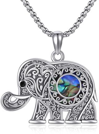 ONEFINITY Elefanten Kette 925 Sterling Silber Elefant Anhänger Halskette mit Abalone Shell Glück Elefant Schmuck Geschenke für Damen