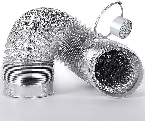 Aluflexrohr Abluftschlauch Lüftungsschlauch Ø 80/100/110/120/150/160/170/180/200mm Mit 2 Schlauchschelle Für Mobile Klimaanlage, Hydrokultur, Rohrventilator (Color : 4m, Size : 160mm)