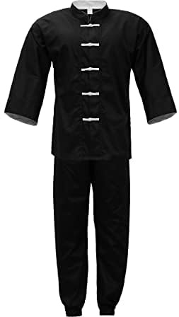 ULTIMATE FIGHT GEAR UFG Kung Fu Uniform Black w White Frog Kids Adults Unisex (Black With White Frog, 1)