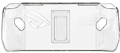 NUHFUFA Protective PC Hard Case with Bracket Compatible with ASUS Rog Ally 7-inch Handheld, Anti-scratch Ergonomic Arc Grip Cover(Clear)