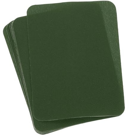 sourcing map Iron on Patches for Clothing Fabric Repair Patches Iron-On Mending Fabric 4.9x3.7 for Clothes, Pants, Bags Hole Repairing and Decoration Pack of 10 (Army Green)