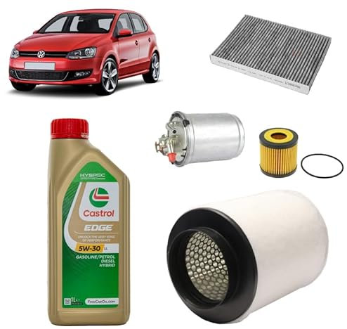 Kit tagliando 4 filtri + 5L olio Edge 5W30 LL per Volkswagen Polo 6R 6C 1.2 TDI