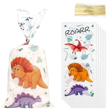 50pcs Dinosaurier Süßigkeiten Party Geschenktaschen, Süßigkeiten Taschen für Dinosaurier Thema Partyzubehör, Dinosaurier kleine Süßigkeiten Geschenk Taschen für Geburtstag Party Halloween