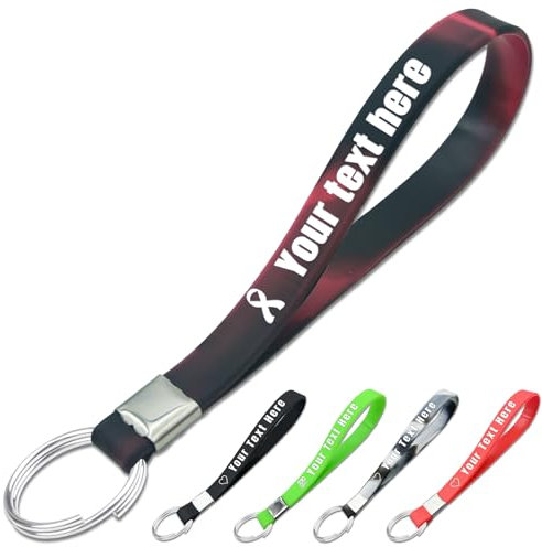 Porte clef Personnalisable Silicone, Porte clés Silicone Personnalisables Lot, Porte clé Personnalisé avec prenom texte logo (keychain-Mixed black red)