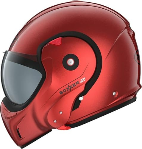 ROOF Helm Boxxer 2 Metal red maat S/M | | Klapphelme | Ratsche | Kunststoff | geeignet für Mofa, Moped, Motorrad, Roller